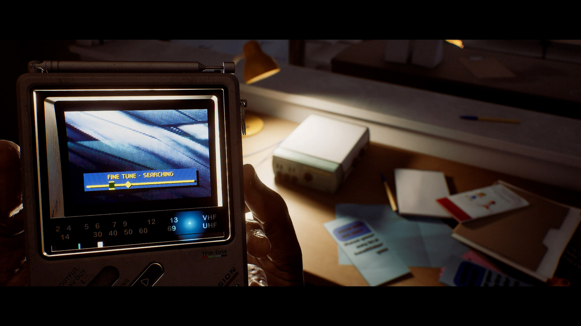 The CRTV screen showing the fine tune searching display
